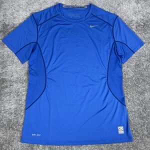 Nike Pro Combat Shirt‎ Men's Large Blue Fitted Short Sleeve